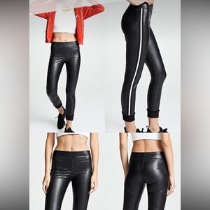 David Lerner Black Leather ‘Jogger’ Pant with White Stripe NWT - Size Large